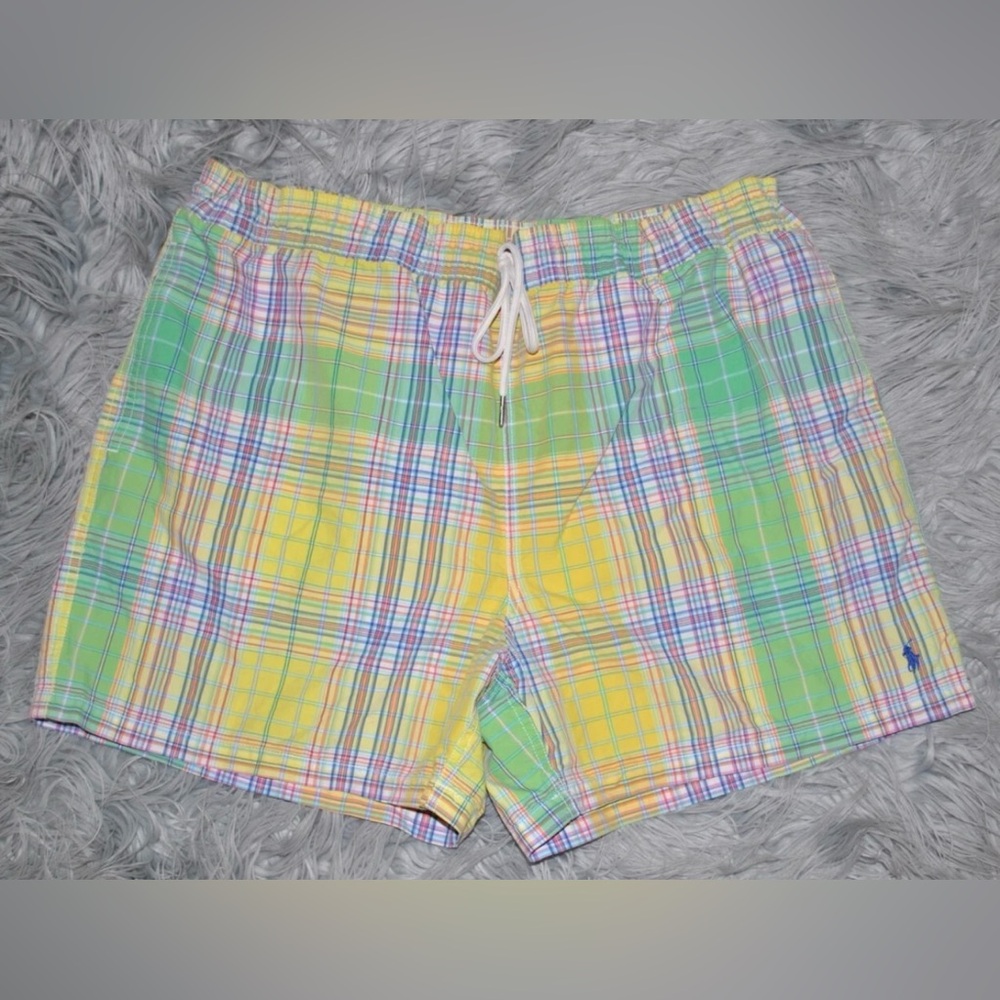 POLO RALPHLAUREN Plaid Vintage Swim Trunk size XL Mens